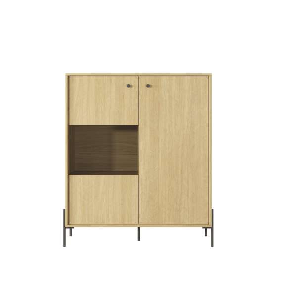 Vitrineskap SCANDI 107x124x40 - eik - fiskemønster - 2 dører