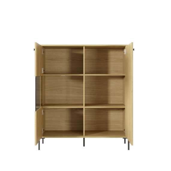 Vitrineskap SCANDI 107x124x40 - eik - fiskemønster - 2 dører