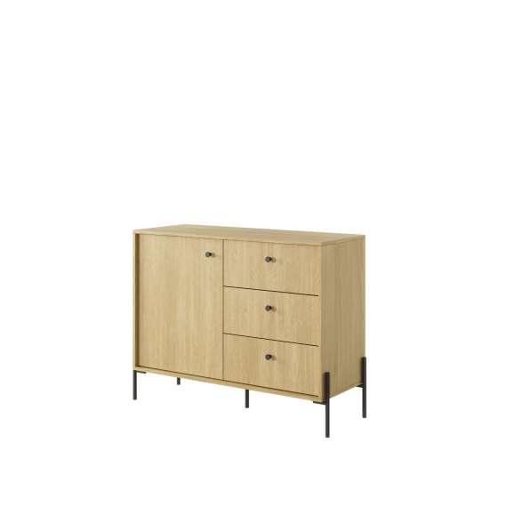 Skjenk SCANDI 107 - eik - fiskemønster - 1 dører 3 skuffer