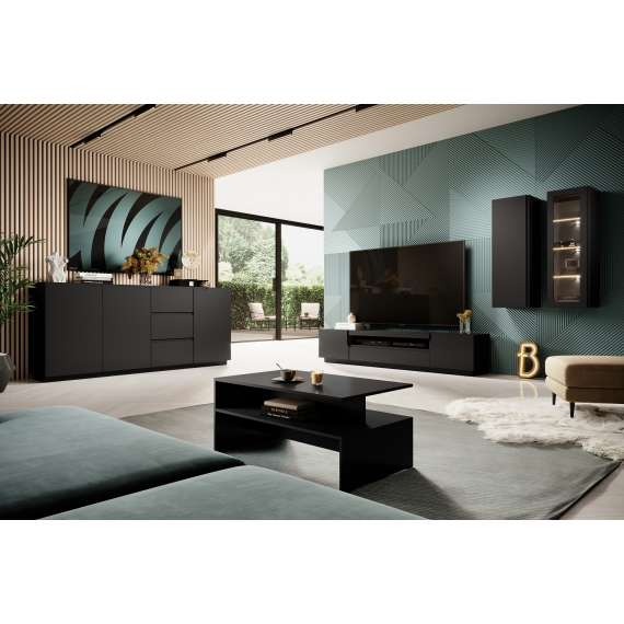 Tv-benk LOFTIA 200x41 cm - Svart matt