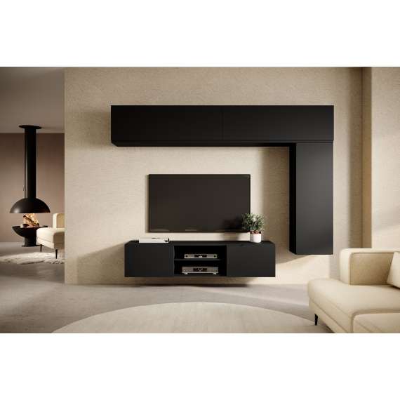 Tv-benk LOFTIA 160x36 cm - vegghengt - sort matt