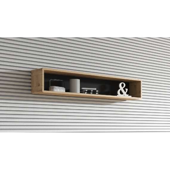 Vegghylle Aston 150 cm - Eik - Svart matt