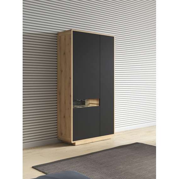 Skap Aston 92x180 cm - Eik - Svart matt