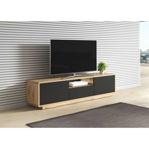 Tv-benk Aston 180x44 cm - Eik - Svart matt