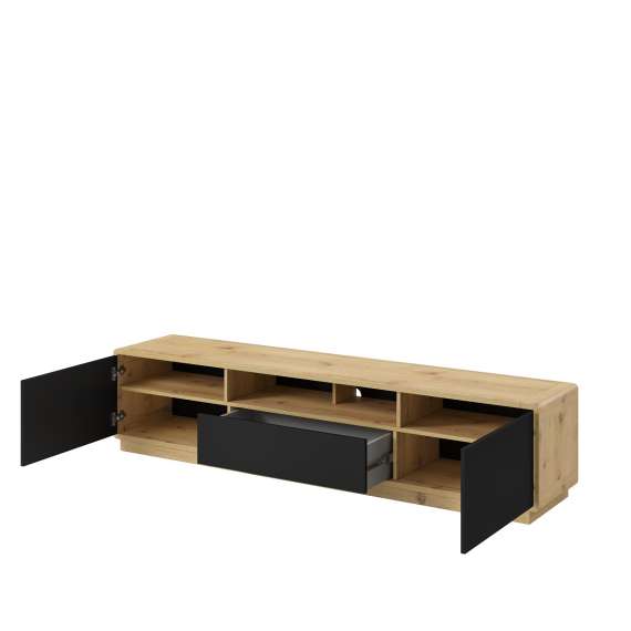 Tv-benk Aston 200x44 cm - Eik - Svart matt