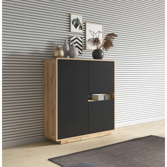 Skap Aston 121x125 cm - Eik - Svart matt