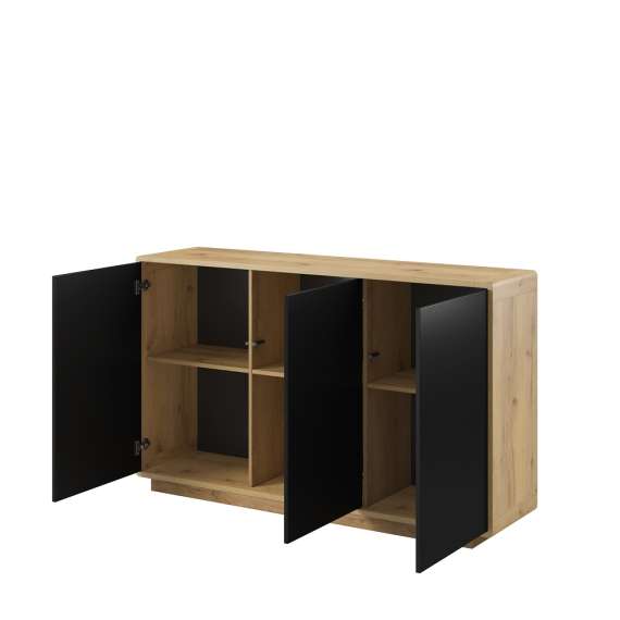 Skjenk Aston 160x74 cm - Svart matt - 3 dører