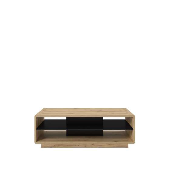 Stuebord Aston 120x60 cm - Eik - Svart matt - med hylle