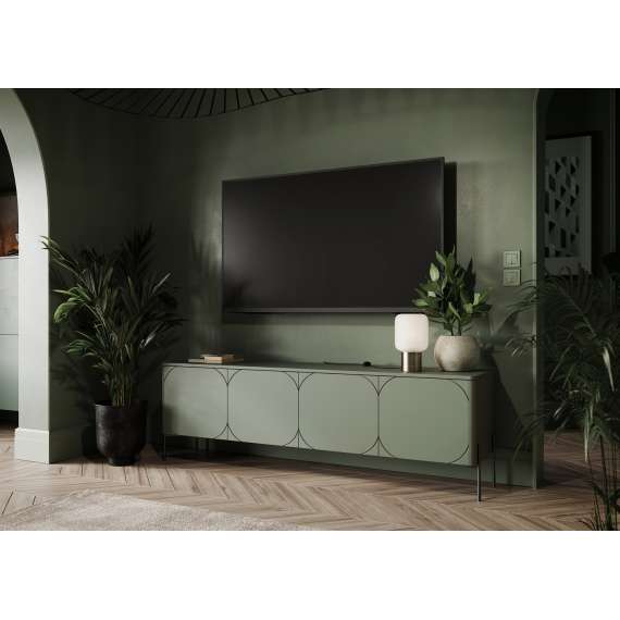 Tv-benk Sonatia 204 - olivengrønn - 4 dører