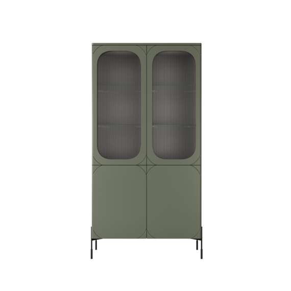 Vitrineskap Sonatia 104 - olivengrønn - 4 dører