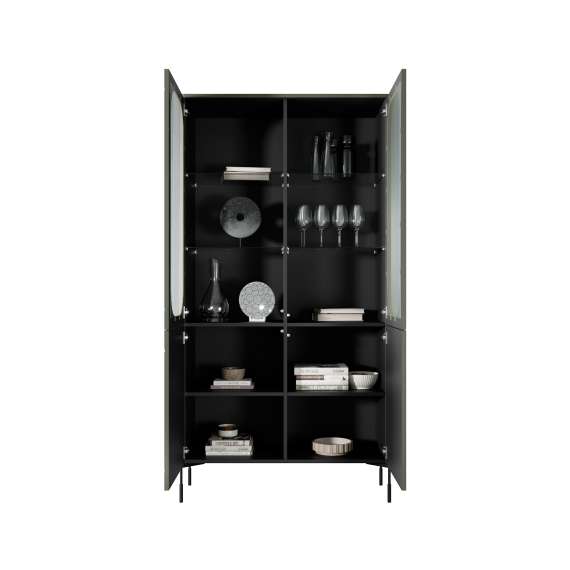 Vitrineskap Sonatia 104 - olivengrønn - 4 dører