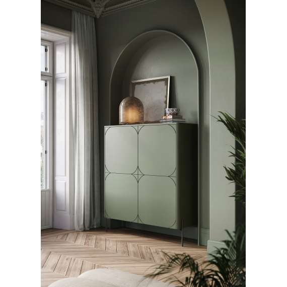 Skap Sonatia 124x140 - olivengrønn - 4 dører
