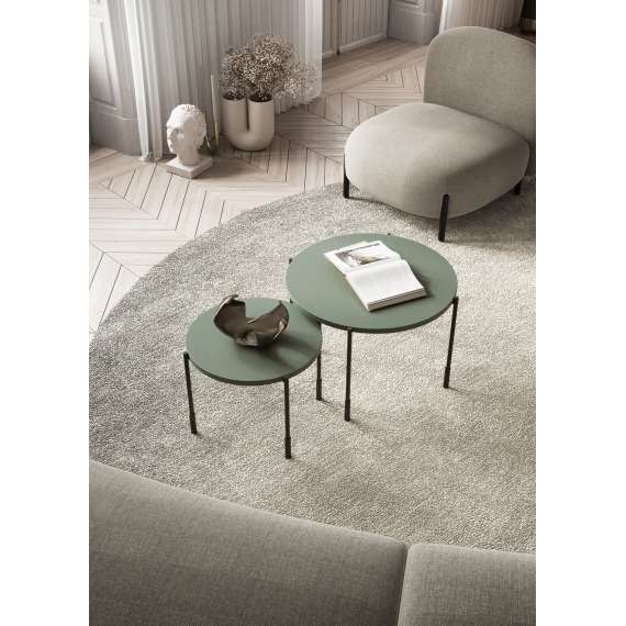 Stuebord Sonatia ø49 - olivengrønn - metallben