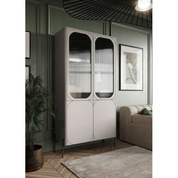 Vitrineskap Sonatia 104 - cashmere - 4 dører