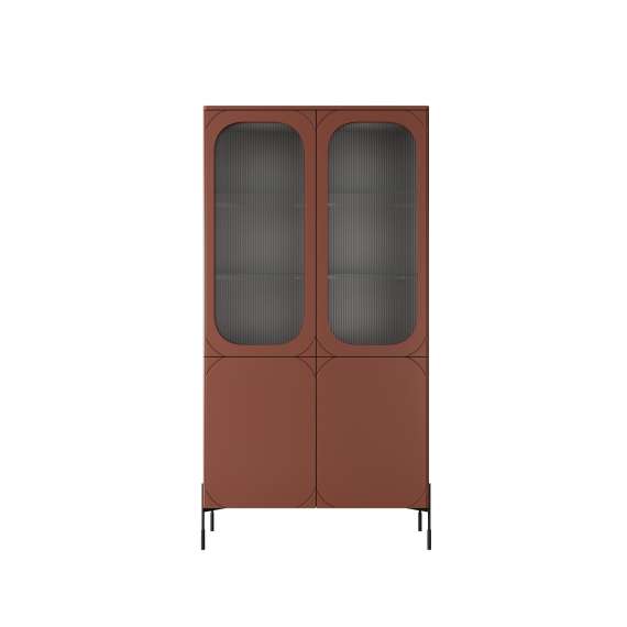 Vitrineskap Sonatia 104 - rustikk rød - 4 dører