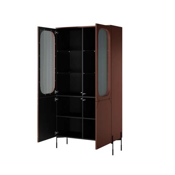 Vitrineskap Sonatia 104 - rustikk rød - 4 dører