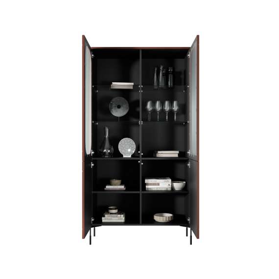 Vitrineskap Sonatia 104 - rustikk rød - 4 dører