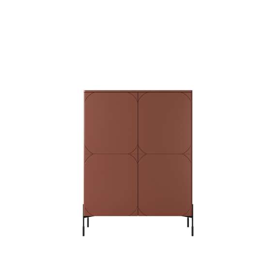 Skap Sonatia 124x140 - rustikk rød - 4 dører