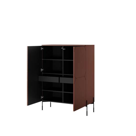 Skap Sonatia 124x140 - rustikk rød - 4 dører