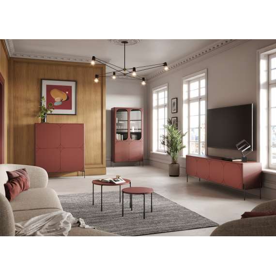 Skap Sonatia 124x140 - rustikk rød - 4 dører