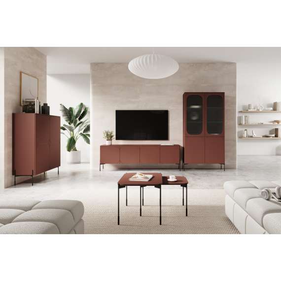 Skap Sonatia 124x140 - rustikk rød - 4 dører