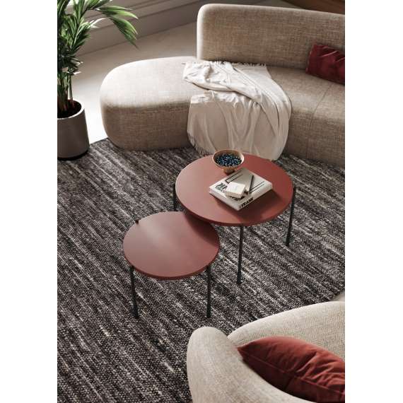 Stuebord Sonatia ø64 - rustikk rød - metallben