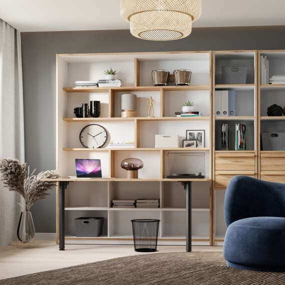 Reol med skrivebord Smarta 160 cm - Bokhylle - Flere hyller