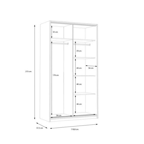 Garderobe Smarta 119 cm - med skyvedører