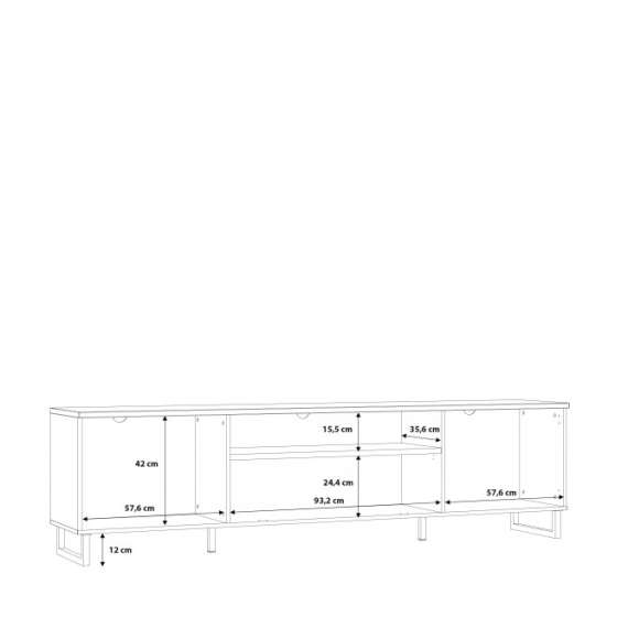 Tv-benk Adia 215x58 cm - med metallben - grafitt wolfram - eik artisan
