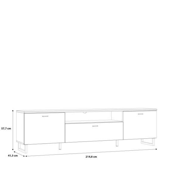 Tv-benk Adia 215x58 cm - med metallben - grafitt wolfram - eik artisan