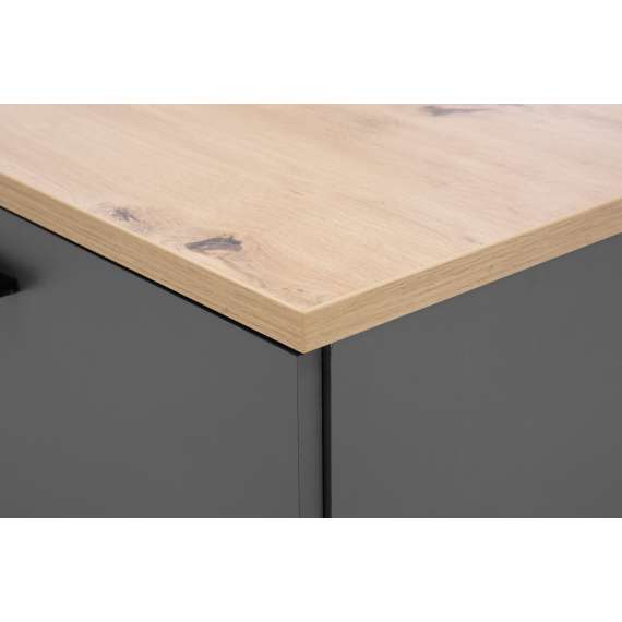 Tv-benk Adia 215x58 cm - med metallben - grafitt wolfram - eik artisan