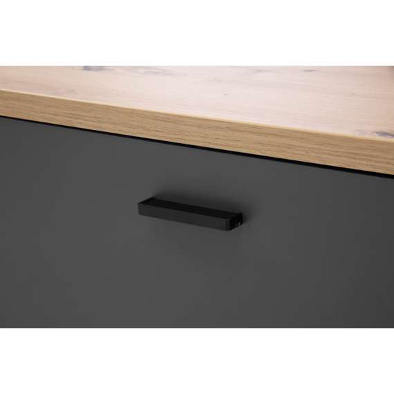 Tv-benk Adia 215x58 cm - med metallben - grafitt wolfram - eik artisan