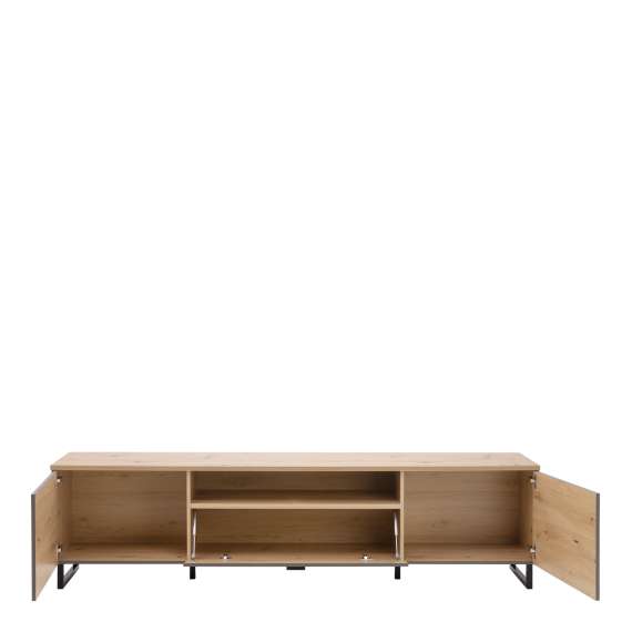 Tv-benk Adia 215x58 cm - med metallben - grafitt wolfram - eik artisan