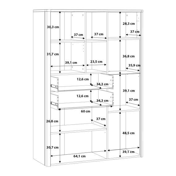Vitrineskap Adia 113x160 cm - grafitt wolfram - eik artisan