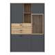 Vitrineskap Adia 113x160 cm - grafitt wolfram - eik artisan