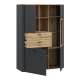 Vitrineskap Adia 113x160 cm - grafitt wolfram - eik artisan