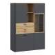 Vitrineskap Adia 113x160 cm - grafitt wolfram - eik artisan