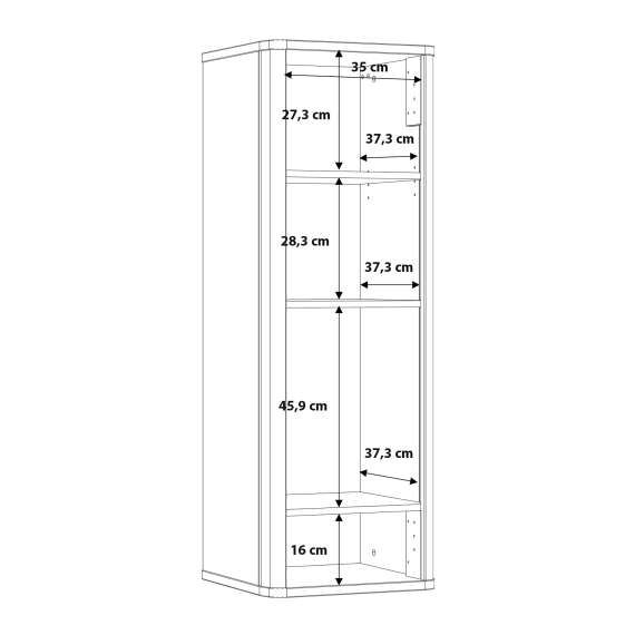 Vitrineskap Adia 113x160 cm - grafitt wolfram - eik artisan- vegghengt