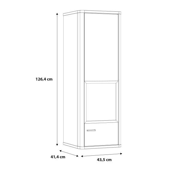 Vitrineskap Adia 113x160 cm - grafitt wolfram - eik artisan- vegghengt