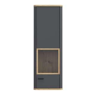 Vitrineskap Adia 113x160 cm - grafitt wolfram - eik artisan- vegghengt