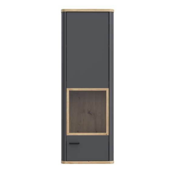 Vitrineskap Adia 113x160 cm - grafitt wolfram - eik artisan- vegghengt