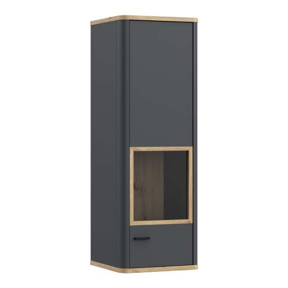 Vitrineskap Adia 113x160 cm - grafitt wolfram - eik artisan- vegghengt
