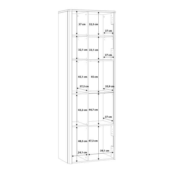 Vitrineskap Adia 73x211 cm - grafitt wolfram - eik artisan