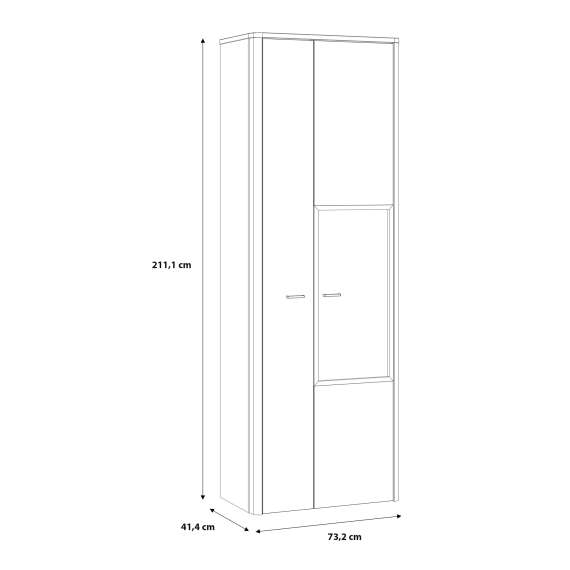 Vitrineskap Adia 73x211 cm - grafitt wolfram - eik artisan