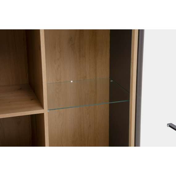 Vitrineskap Adia 73x211 cm - grafitt wolfram - eik artisan