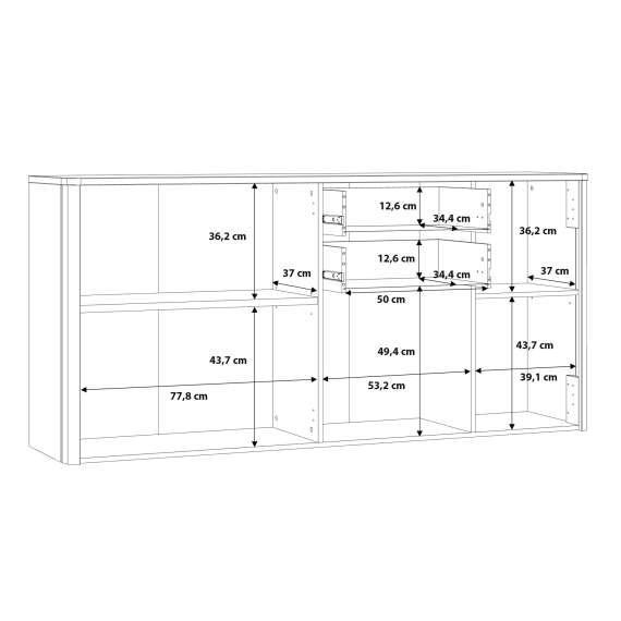 Skjenk Adia 183x86 cm - med dører og skuffer - Grafitt - Eik