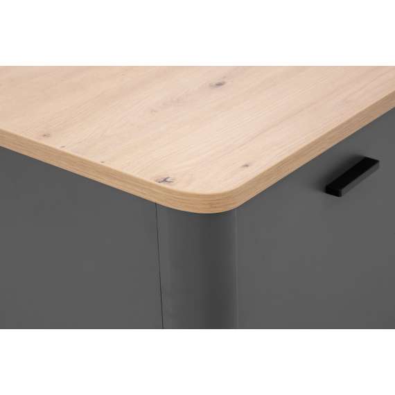 Skjenk Adia 183x86 cm - med dører og skuffer - Grafitt - Eik