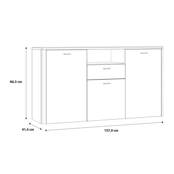 Skjenk Adia 158x86 cm - 3 dører - 1 skuff