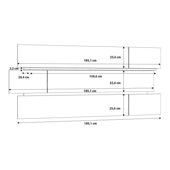 Vegghylle Adia 195 cm - Eik - Veggpanel