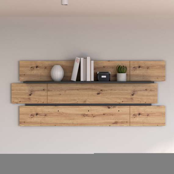 Vegghylle Adia 195 cm - Eik - Veggpanel